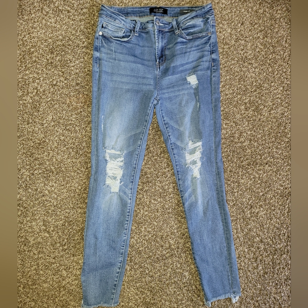 JUDY BLUE Skinny Fit Women's Blue Distressed Jeans 9/29